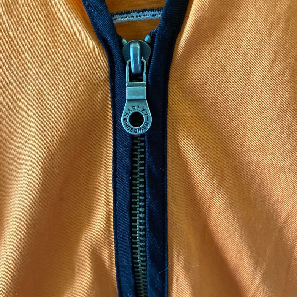 Harley-Davidson Women's Short-Sleeved Zip-Up Top Size L Orange Black Logo - Picture 5 of 7